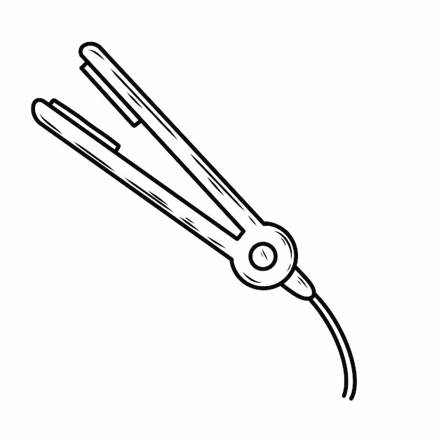 Vektor zangen zum locken oder glätten barbierwerkzeug haarstyling vektor-doodle-illustration