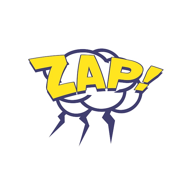 Zap mit lightnings comic-sprechblase