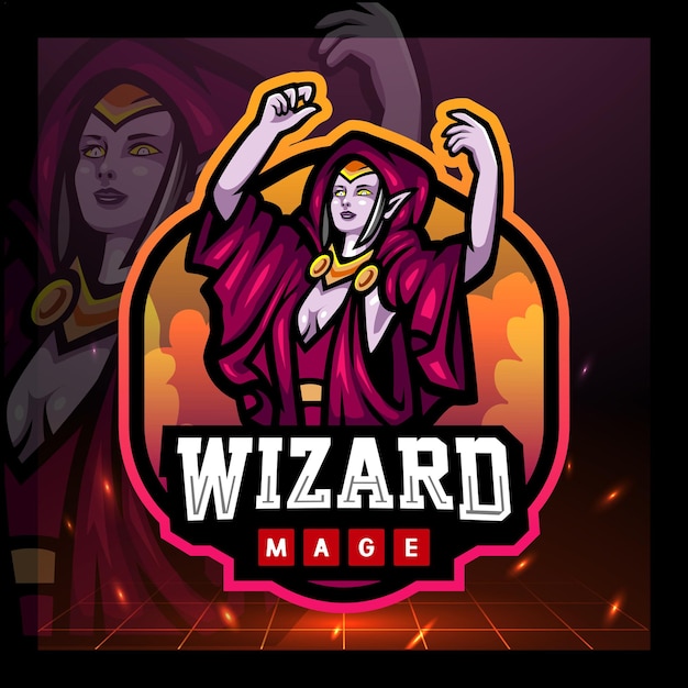 Zauberer magier maskottchen esport logo-design