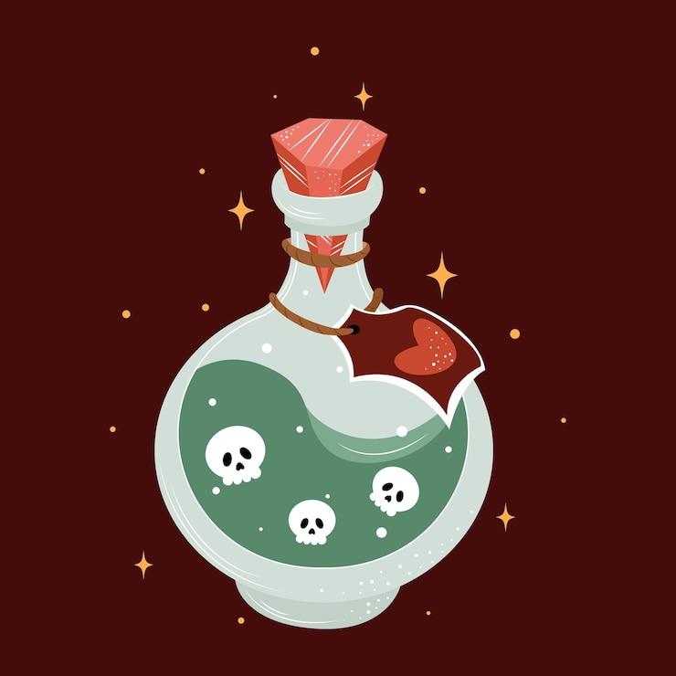 Vektor zauberflasche, hexenflasche, zaubertrank-vektorillustration, elixierflaschen, halloween-trankflasche