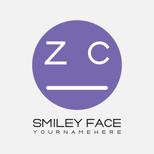 ZC-Initialmonogram für das Smiley-Logo mit kreisförmigem Design