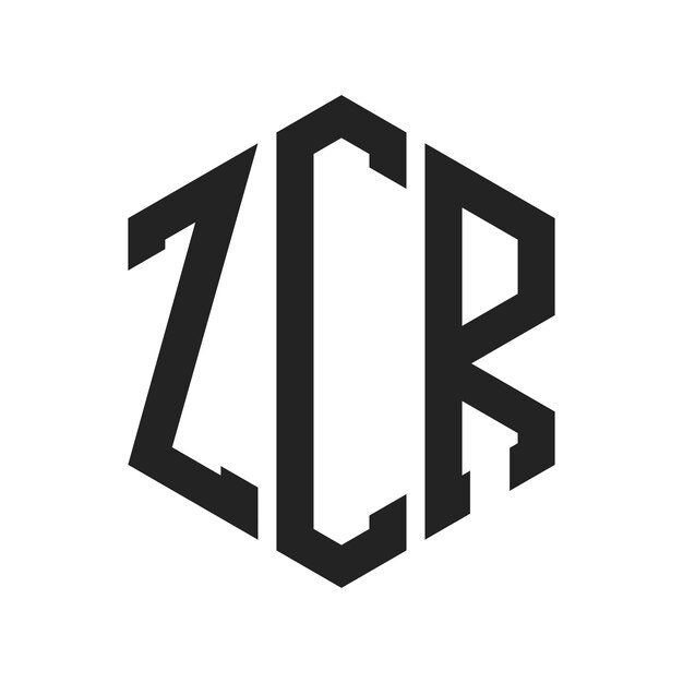 ZCR-Logo-Design Anfangsbuchstaben ZCR-Monogramm-Logo in sechseckiger Form