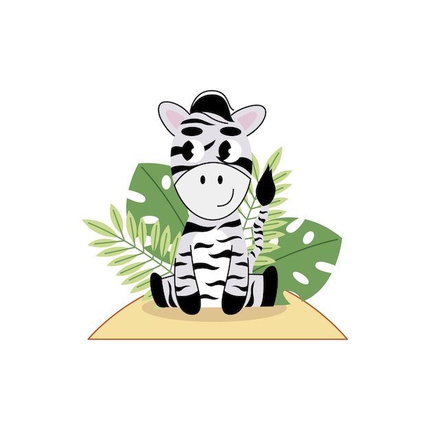 Zebra-vektor-illustration süßes tier für kinder