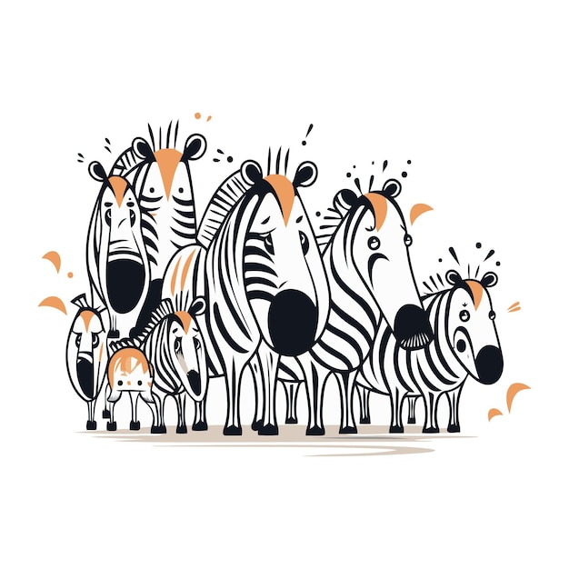 Vektor zebrafamilie vektorillustration einer gruppe von zebras