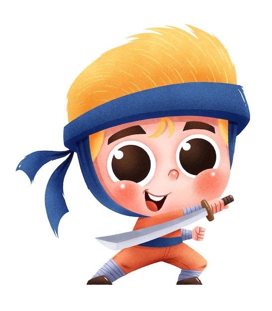 Zeichentrick-Ninja. Netter Charakter Ninja-Kinder