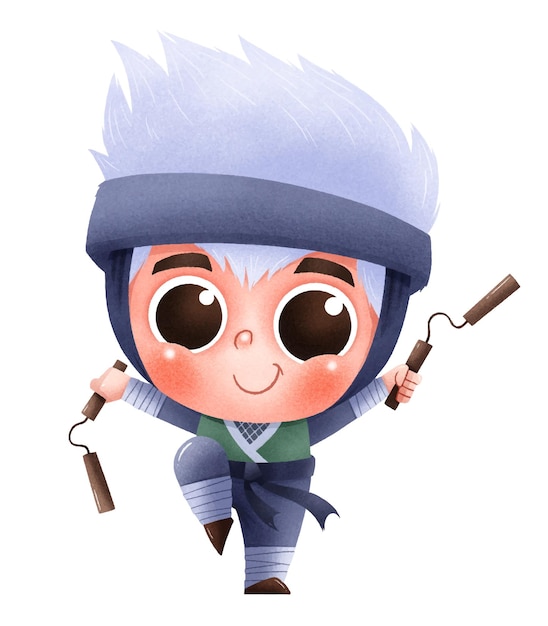 Zeichentrick-Ninja. Netter Charakter Ninja-Kinder