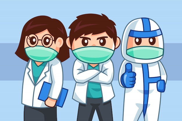 Zeichentrickfigur des professionellen medizinischen teams