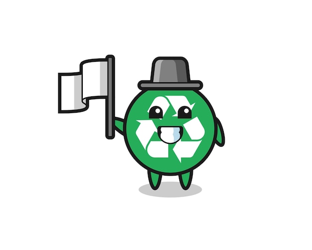 Zeichentrickfigur des recyclings mit einem niedlichen flaggendesign