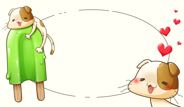 Zeichentrickfigurendesign der Katze und der Eiscreme