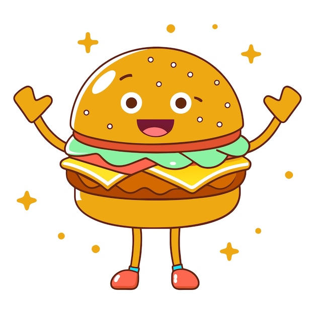 Vektor zeichentrickfilm-illustration für burger