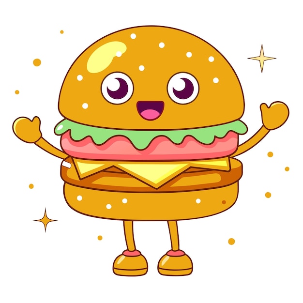 Vektor zeichentrickfilm-illustration für burger