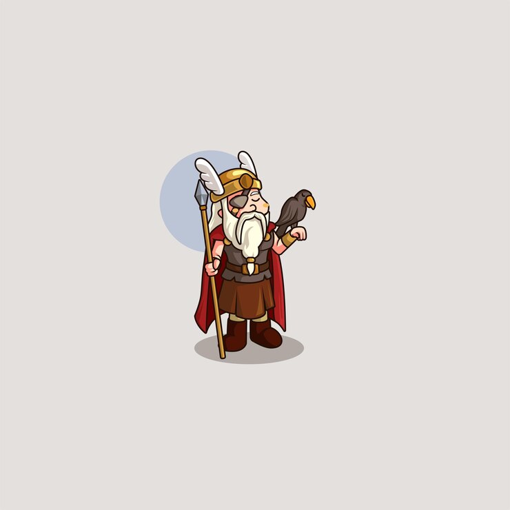 Vektor zeichentrickfilm odin mit raven