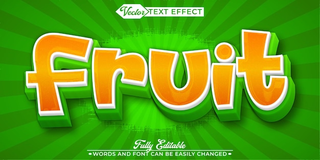 Zeichentrickfilm-Orange-Frucht-Vektor-Editierbare Text-Effekt-Vorlage