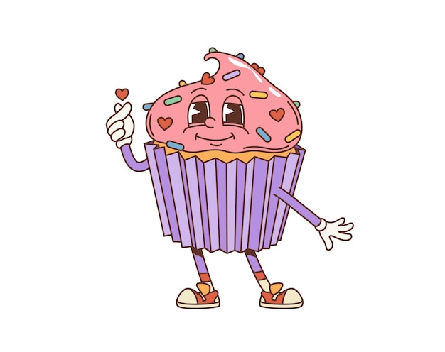 Zeichentrickfilm-Retro-Valentine-Groovy-Kuchen-Figur