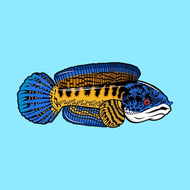 Zeichentrickfilm-vektor-illustration von schlangenkopfffisch