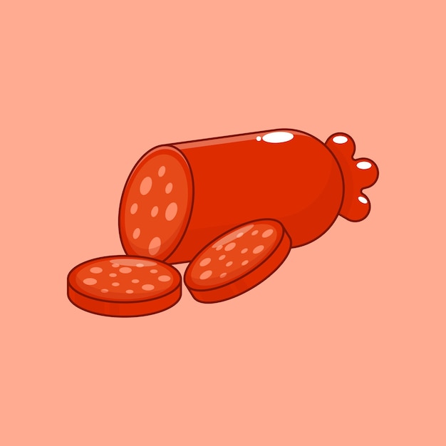 Zeichentrickfilm-Vektorillustration mit geschnittener Wurst