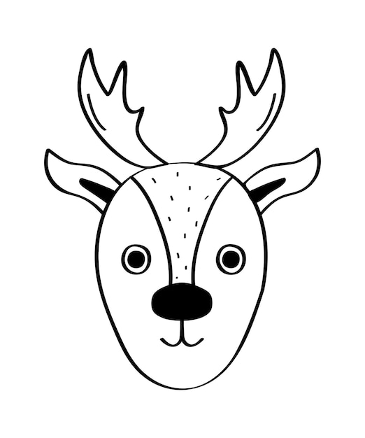 Zeichentrickfilm-Weihnachtsfigur Rentier Vektor-Illustration einer lustigen Handgezeichneten Figur