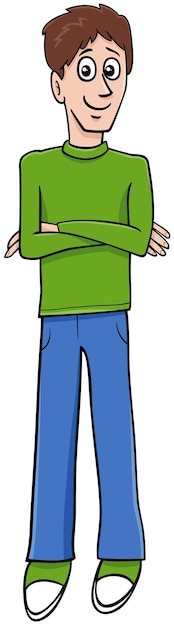 Zeichentrickfilmjunge oder junger Mann Comicfigur