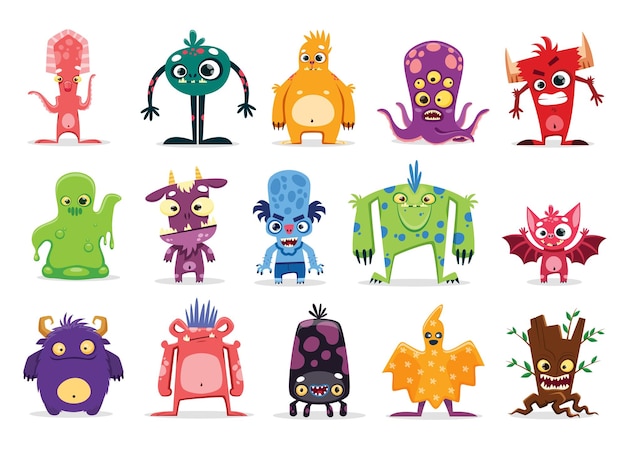 Zeichentrickmonsterfiguren außerirdisches halloween-tier