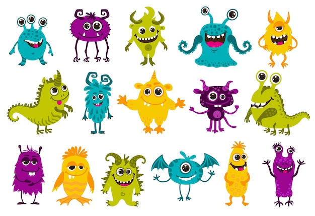 Zeichentrickmonsterfiguren niedliche Comic-Mutanten