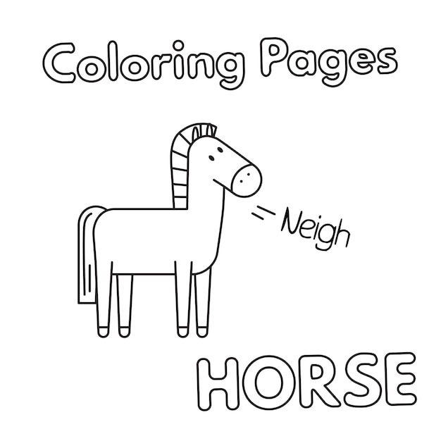 Vektor zeichentrickpferde-illustration vektor-farbbuchseiten für kinder