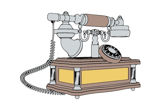 Vektor zeichnen eines vintage-telefonvektors