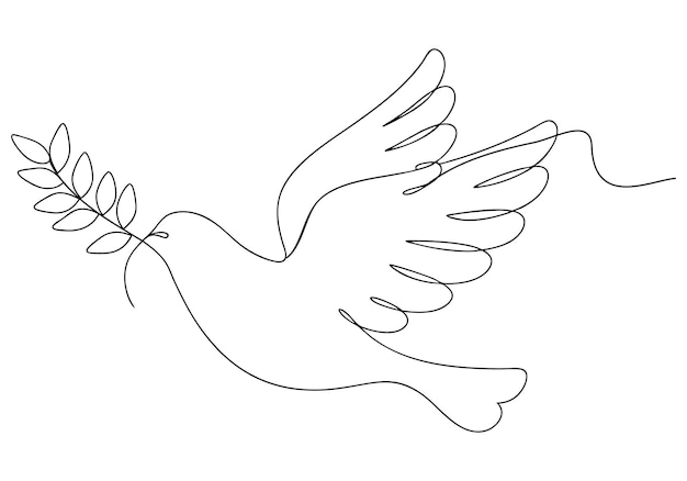 Zeichnung einer Taube mit einem Olivenzweig - Symbol des Friedens