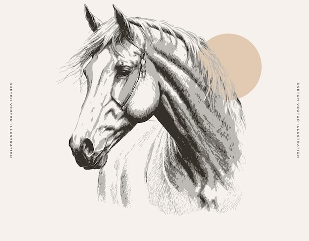 Zeichnung eines Pferdes auf weißem Hintergrund