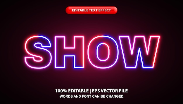 Zeige bearbeitbare Texteffektvorlage, Neonlicht-Textstileffekt