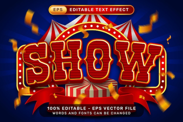 Zeigen Sie 3D-Text-Effekt und bearbeitbare Texteffekt mit Zelt und Grenze