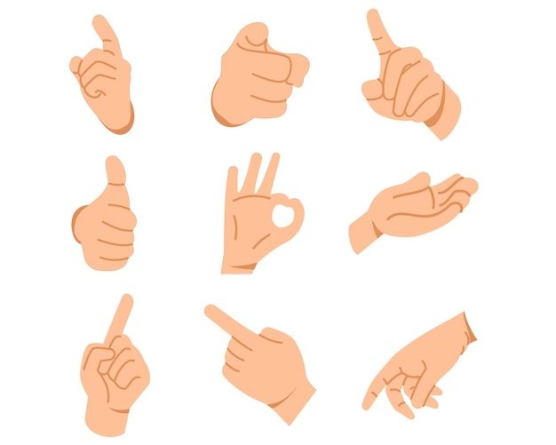 Zeigende Finger Handgesten Emojis Symbolsatz