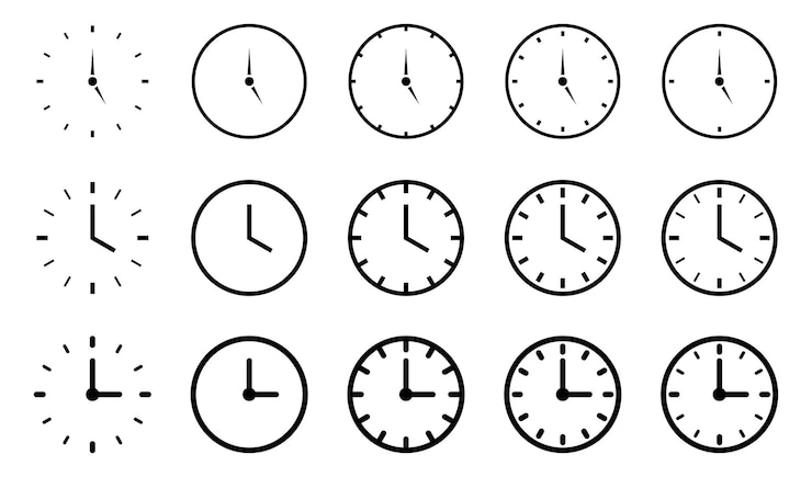 Vektor zeit-symbol-uhr-satz-ikonen-vektor isoliert auf weißem hintergrund-design für app-web