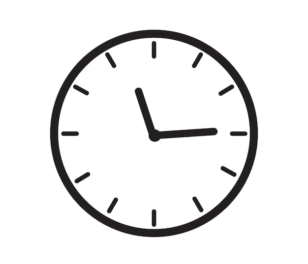 Zeit- und Uhr-Symbol Analoguhr auf weißem Hintergrund Vektor-Illustration