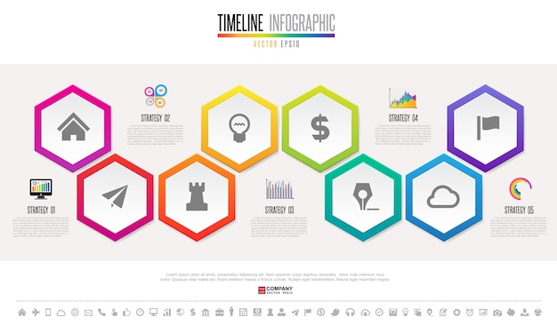 Zeitachse infographics entwurfsvorlage