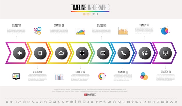 Vektor zeitachse infographics entwurfsvorlage