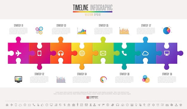 Zeitachse Infographics Entwurfsvorlage