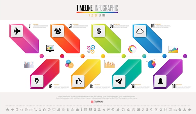 Zeitachse infographics entwurfsvorlage