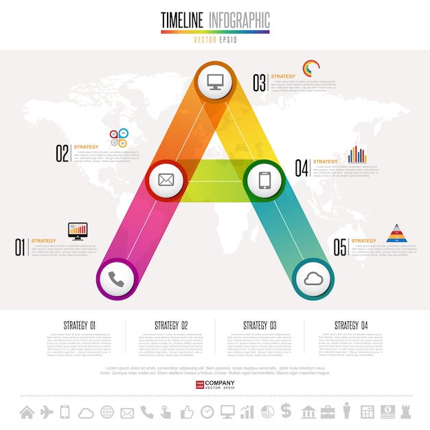 Zeitachse infographics entwurfsvorlage