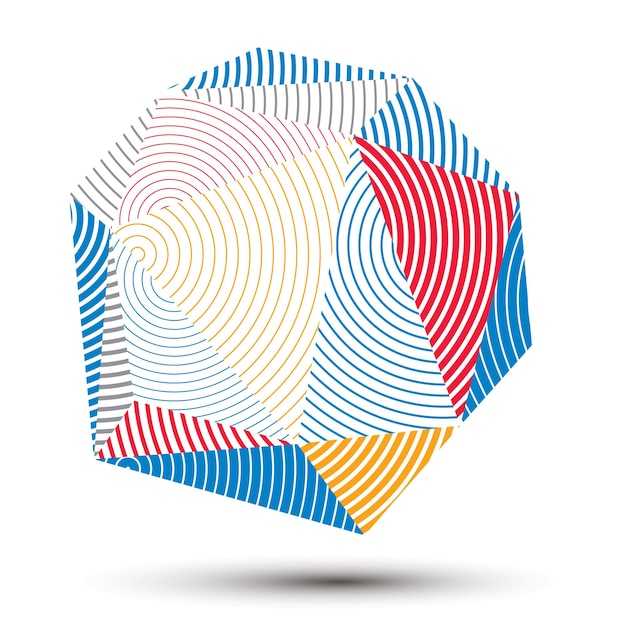 Zeitgenössische Technologie Vektor stilvolle architektonische Konstruktion, abstrakte 3D bunt gestreifte Figur.