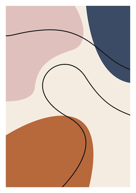Zeitgenössisches abstraktes Boho-Poster. Digitale Innendekorationskunst. Erdtöne organische Formen.