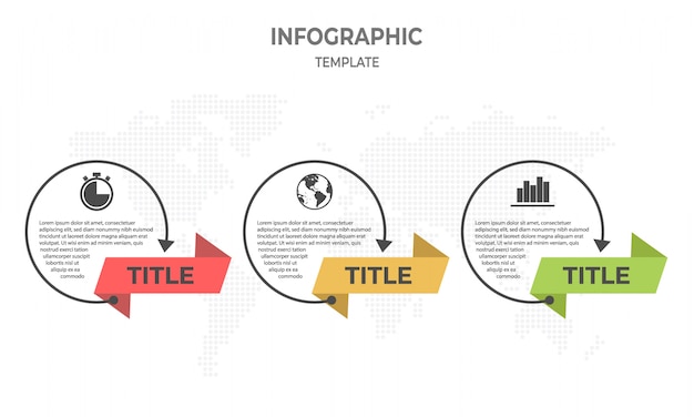 Zeitleiste infografik dünne linie design, kreis 3 optionen.