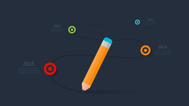 Zeitleiste-Infografik mit 4 Elementen Vorlage für Webpräsentationen Vorlage für das Web auf einem Hintergrund