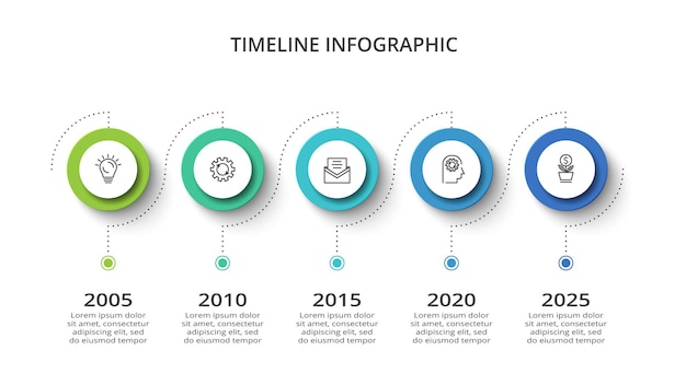 Zeitleiste mit 5 elementen infografik-vorlage für web-business-präsentationen vektorillustration