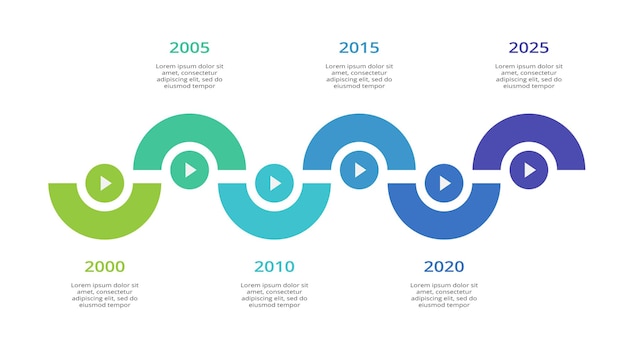 Zeitleiste mit 6 elementen infografik-vorlage für web-business-präsentationen vektorillustration