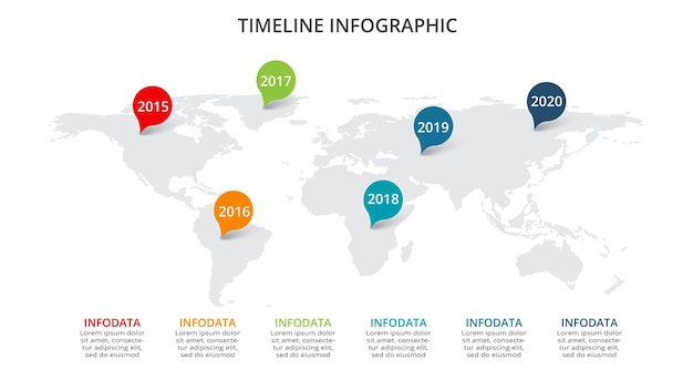 Zeitleiste mit 7 elementen infografik-vorlage für web-business-präsentationen vektor-illustration