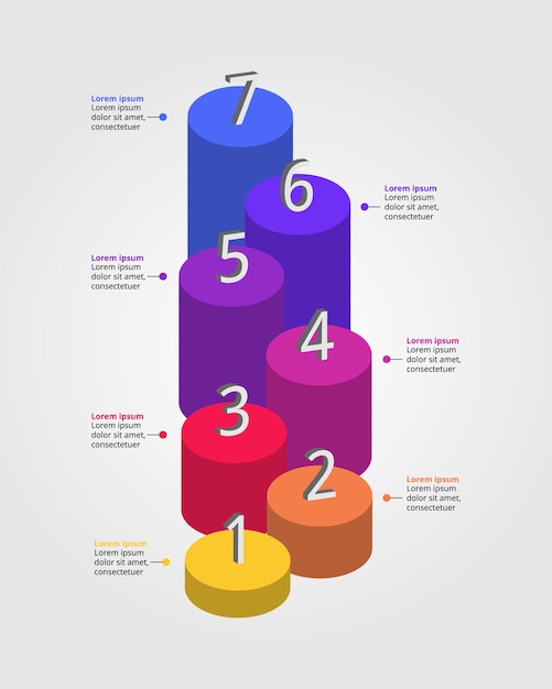 Zeitleiste mit nummernvorlage für infografik-präsentationsvorlage mit 7 elementen für banner