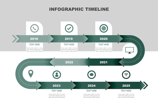 Zeitleiste und schritt für schritt und infografik