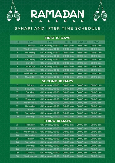 Zeitplan nach dem Ramadan Sehri