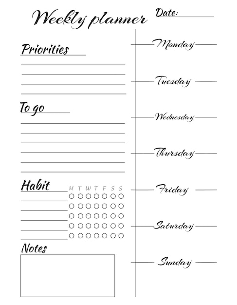 Zeitplan Notizen Pläne Ziele Aufgaben Erinnerung Meine persönliche wöchentlich