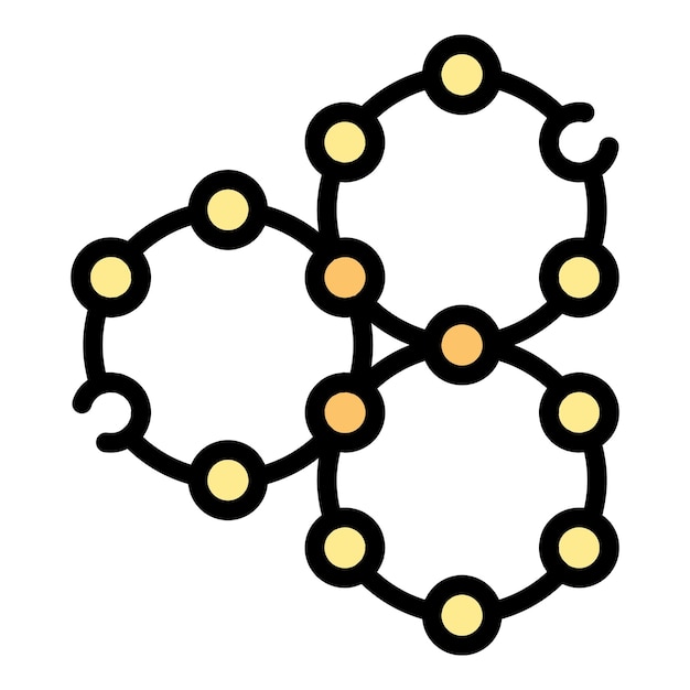 Zellstruktur-symbol umriss-zellstruktur-vektor-symbole farbe flach isoliert